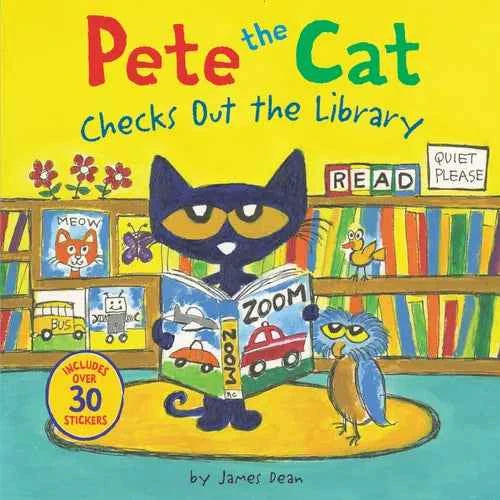 Pete the Cat Checks Out the Library: Includes Over 30 Stickers! - Paperback