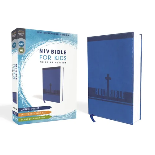 Niv, Bible for Kids, Large Print, Leathersoft, Blue, Red Letter, Comfort Print: Thinline Edition (Easy-To-Read, Easy-To-Carry)