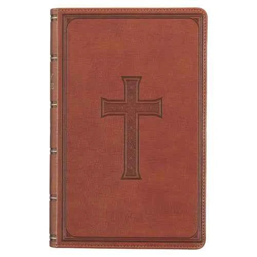 KJV Holy Bible, Giant Print Standard Size Faux Leather Red Letter Edition - Ribbon Marker, King James Version, Brown - Leather