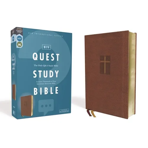 Niv, Quest Study Bible, Leathersoft, Brown, Comfort Print: The Only Q and A Study Bible