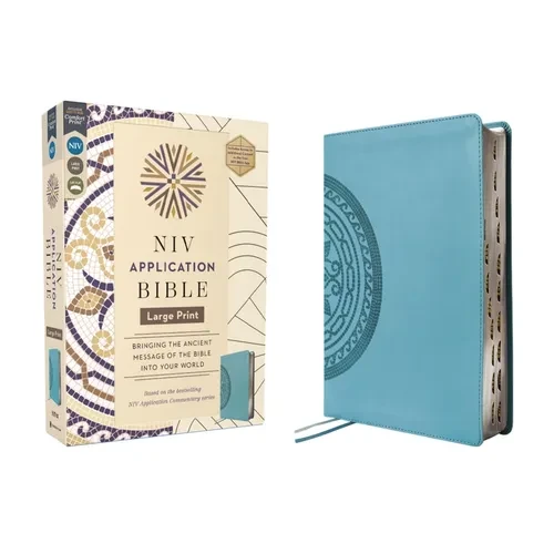 NIV Application Bible, Large Print, Leathersoft, Teal, Red Letter, Thumb Indexed, Comfort Print: Bringing the Ancient Message of the Bible Into Your W - Imitation Leather