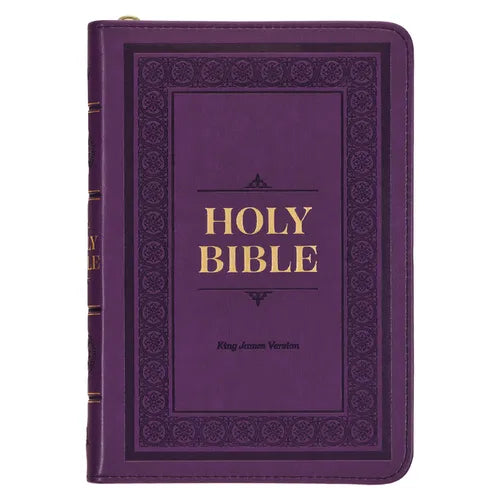 KJV Holy Bible, Compact Faux Leather Red Letter Edition - Ribbon Marker, King James Version, Purple, Zipper Closure - Leather - IBook Store