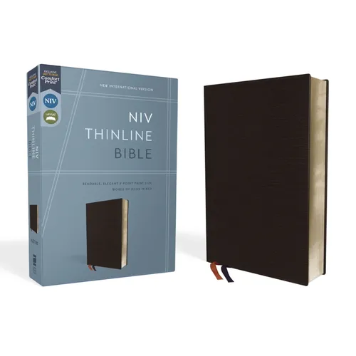 NIV, Thinline Bible, Bonded Leather, Black, Red Letter Edition