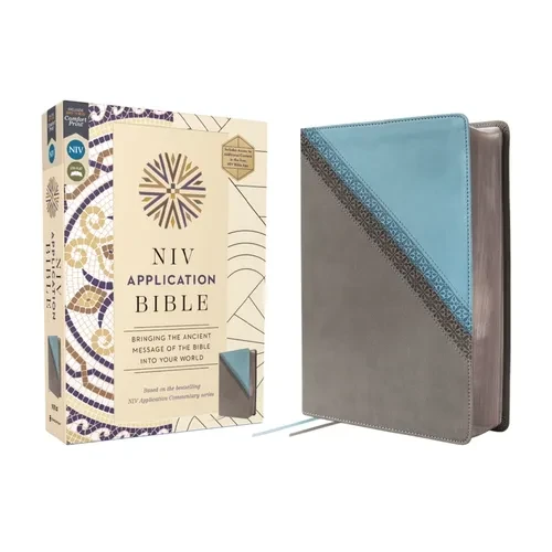 NIV Application Bible, Leathersoft, Teal/Grey, Red Letter, Comfort Print: Bringing the Ancient Message of the Bible Into Your World - Imitation Leather