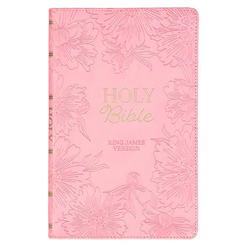 KJV Holy Bible, Gift Edition King James Version, Faux Leather Flexible Cover, Light Pink Floral