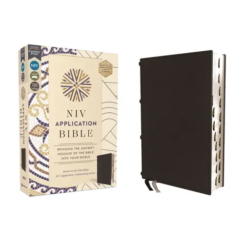 NIV Application Bible, Genuine Leather, Calfskin, Black, Red Letter, Thumb Indexed, Comfort Print: Bringing the Ancient Message of the Bible Into Your - Leather