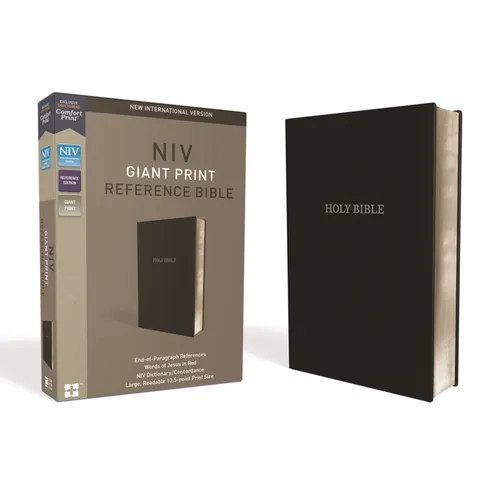 NIV, Reference Bible, Giant Print, Leather-Look, Black, Red Letter Edition, Comfort Print