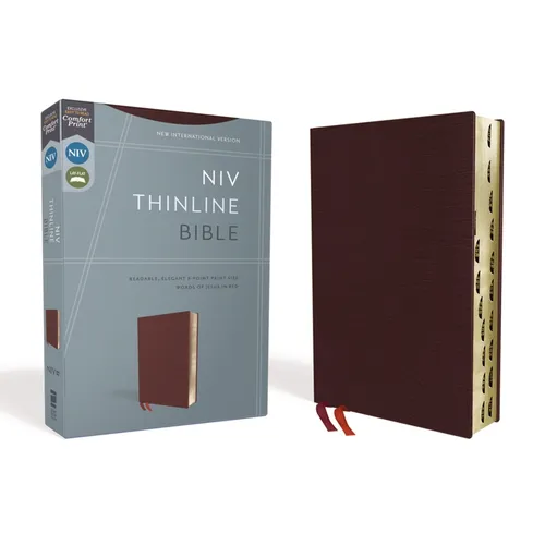 NIV, Thinline Bible, Bonded Leather, Burgundy, Indexed, Red Letter Edition